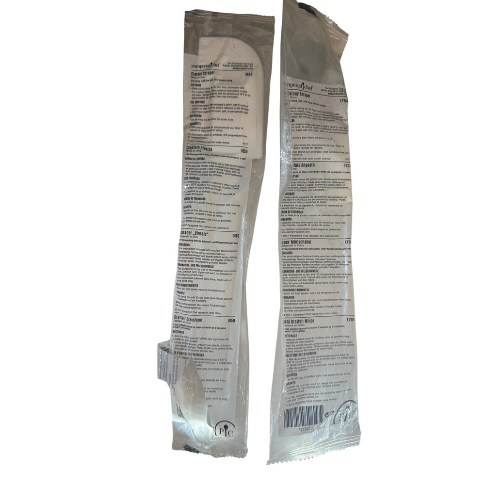 NEW lot of 2 Pampered Chef discontinued Classic Scraper 1650 Mini Skinny 1704